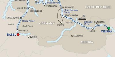 Карта річки Дунай у Відні 