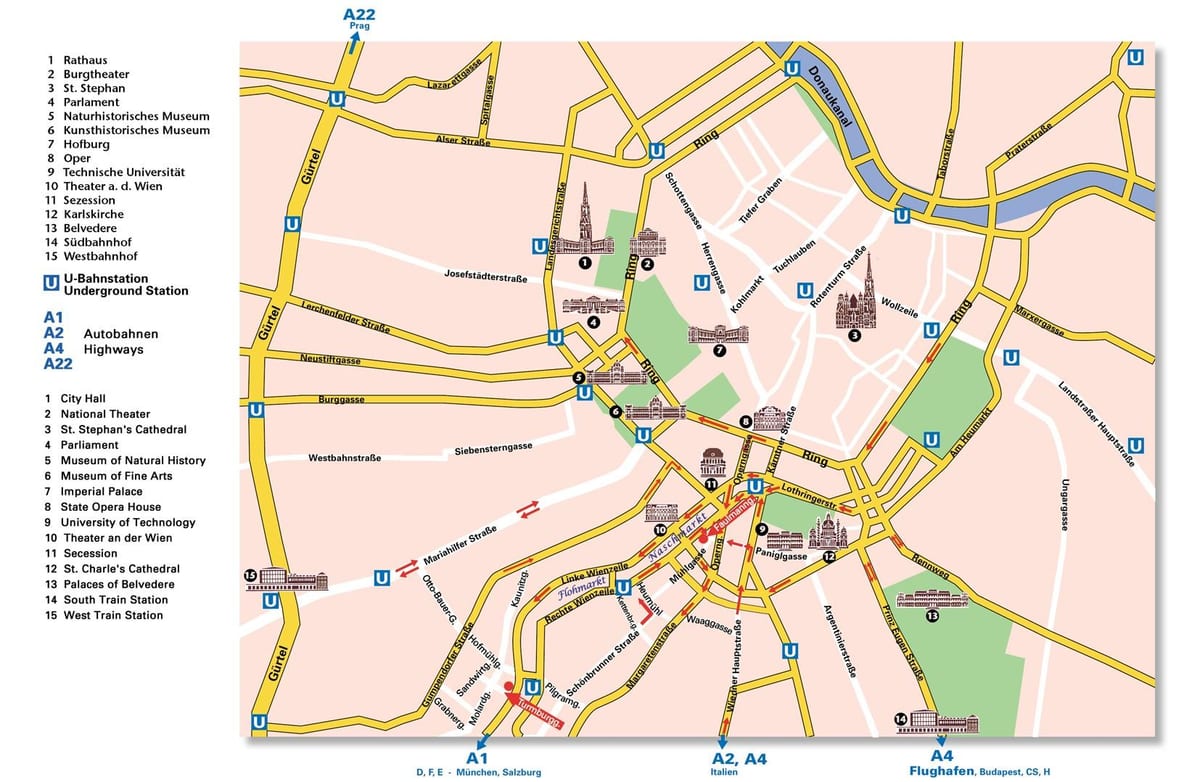 Карта Відня кільцевої дороги