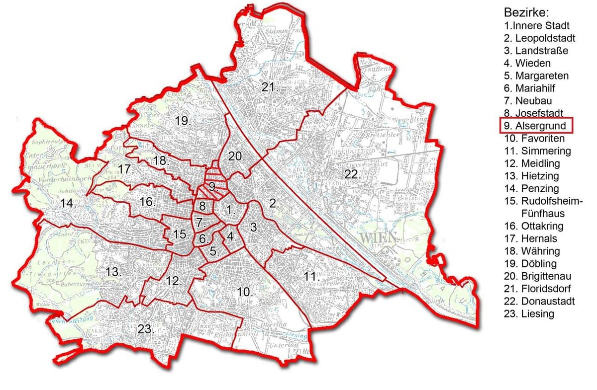 Вієн, bezirk карті