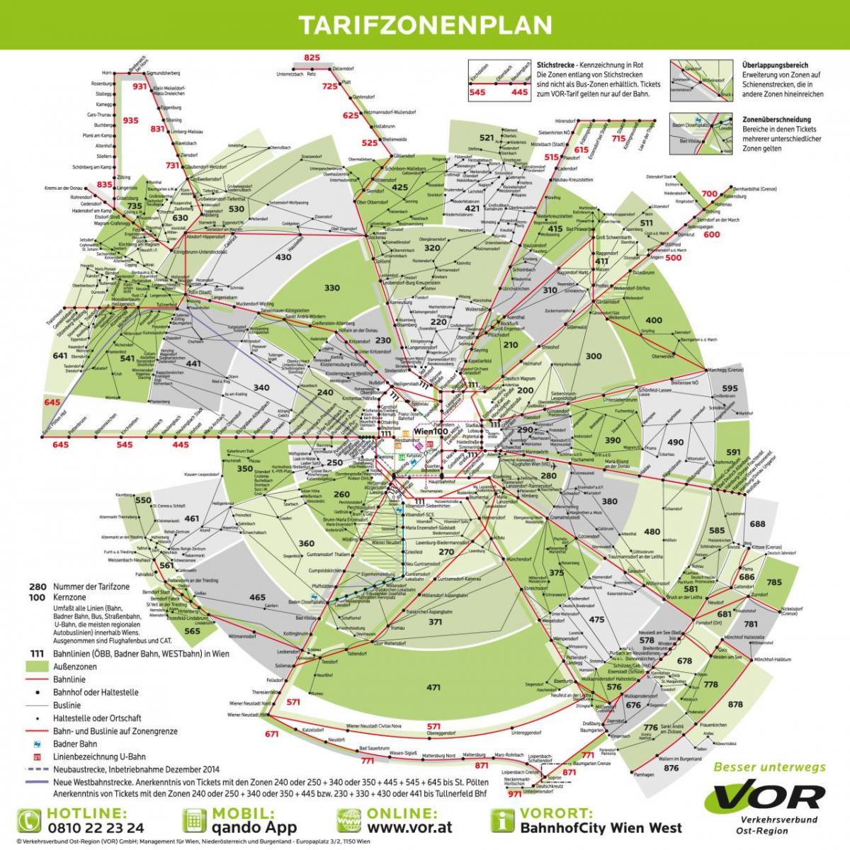 Карта Відня зони метро 100