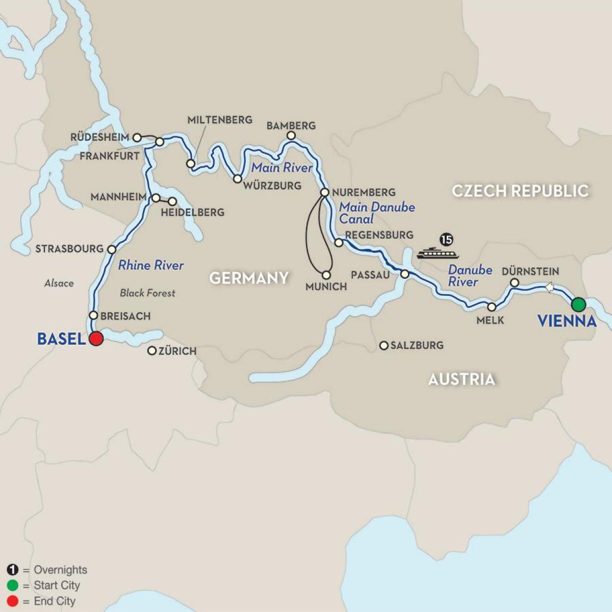 Карта річки Дунай у Відні 