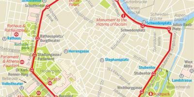 Віденський кільцевої трамвай маршрут на карті